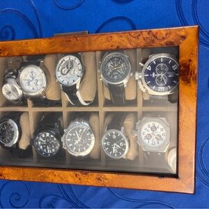 Men's Black Leather Strap Watch Collection